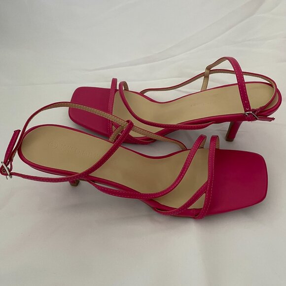 Pink Summer Sandals Strappy Kitten Heel - Picture 2 of 10